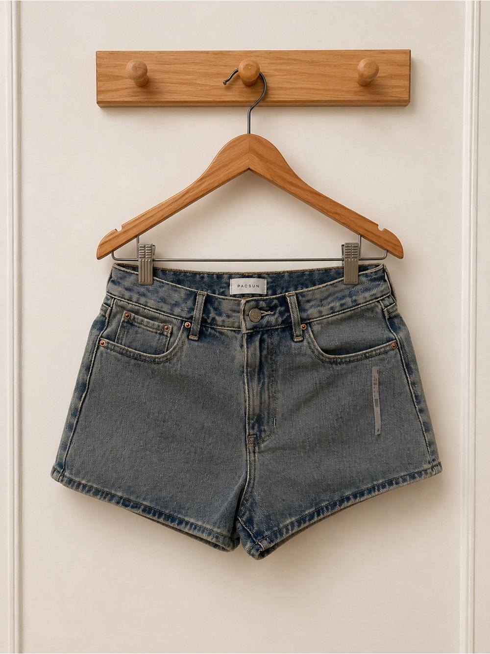 Pacific Sunwear Washed Blue High-Rise Denim Shorts